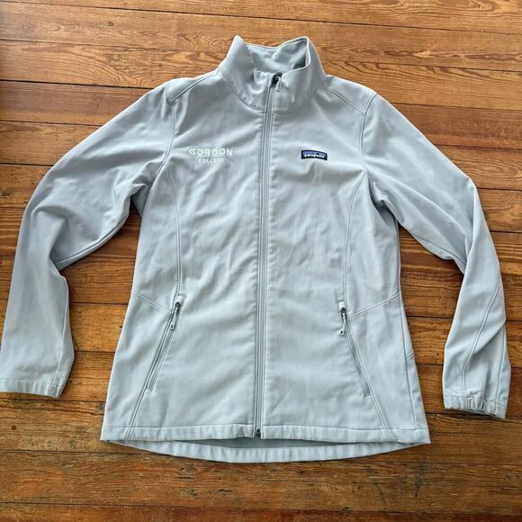 Patagonia Gray Full Zip Adze Softshell Polartech Hiking Jacket L Gordon College - Picture 1 of 7